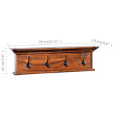 NNEVL Wall Mounted Coat Rack 70x10x20 cm Solid Teak Wood