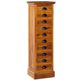 NNEVL 10-Drawer Cabinet 35x30x120 cm Solid Teak Wood