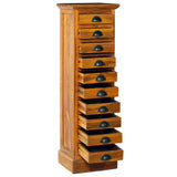 NNEVL 10-Drawer Cabinet 35x30x120 cm Solid Teak Wood
