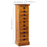 NNEVL 10-Drawer Cabinet 35x30x120 cm Solid Teak Wood