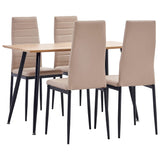 NNEVL 5 Piece Dining Set Faux Leather Cappuccino