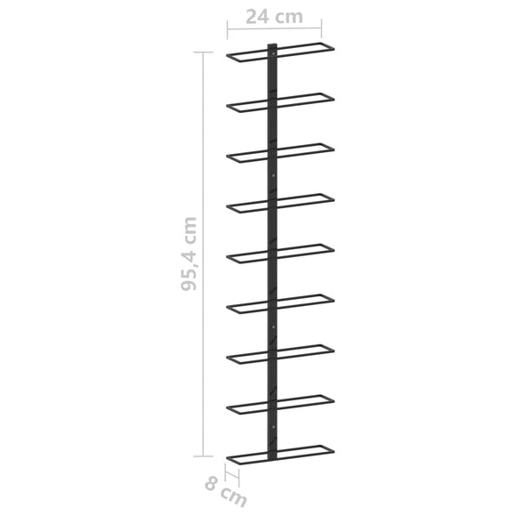 NNEVL Wall-mounted Wine Rack for 9 Bottles Black Iron