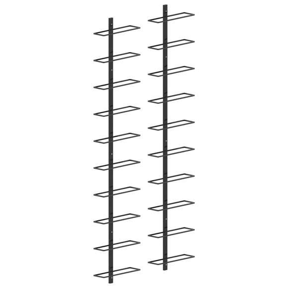 NNEVL Wall-mounted Wine Racks for 20 Bottles 2 pcs Black Metal