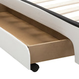 NNEVL Bed Frame with Drawers White Faux Leather 137x187 cm Double Size