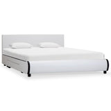 NNEVL Bed Frame with Drawers White Faux Leather 153x203 cm Queen Size