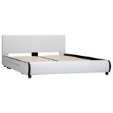 NNEVL Bed Frame with Drawers White Faux Leather 153x203 cm Queen Size