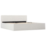 NNEVL Hydraulic Storage Bed Frame White Faux Leather 153x203 cm Queen Size