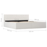 NNEVL Hydraulic Storage Bed Frame White Faux Leather 153x203 cm Queen Size