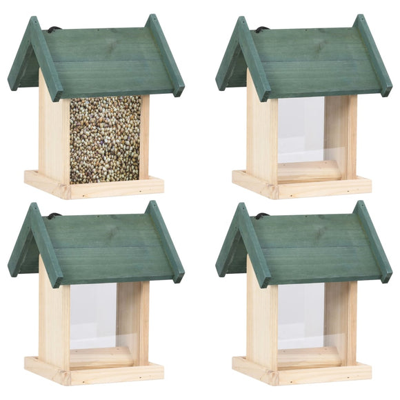 NNEVL Bird Feeders 4 pcs Firwood