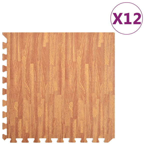 NNEVL Floor Mats 12 pcs Wood Grain 4.32 ㎡ EVA Foam