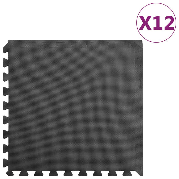 NNEVL Floor Mats 12 pcs 4.32 ㎡ EVA Foam Black
