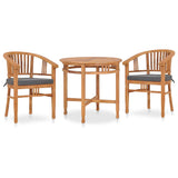 NNEVL 3 Piece Garden Dining Set with Cushions Solid Teak Wood