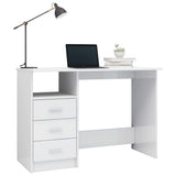 NNEVL Desk with Drawers High Gloss White 110x50x76 cm Engineered Wood