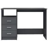 NNEVL Desk with Drawers High Gloss Grey 43.3"x19.7"x29.9" Engineered Wood