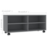NNEVL TV Cabinet with Castors Grey 90x35x35 cm Engineered Wood