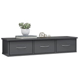 NNEVL Wall-mounted Drawer Shelf High Gloss Grey 88x26x18.5 cm Engineered Wood
