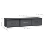 NNEVL Wall-mounted Drawer Shelf High Gloss Grey 88x26x18.5 cm Engineered Wood