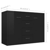 NNEVL Sideboard High Gloss Black 88x30x65 cm Engineered Wood