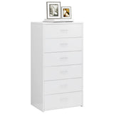 NNEVL Sideboard with 6 Drawers High Gloss White 50x34x96 cm Engineered Wood