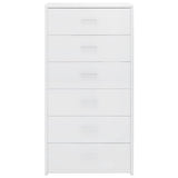 NNEVL Sideboard with 6 Drawers High Gloss White 50x34x96 cm Engineered Wood