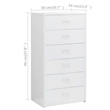 NNEVL Sideboard with 6 Drawers High Gloss White 50x34x96 cm Engineered Wood