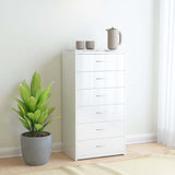 NNEVL Sideboard with 6 Drawers High Gloss White 50x34x96 cm Engineered Wood