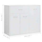 NNEVL Sideboard High Gloss White 88x30x70 cm Engineered Wood
