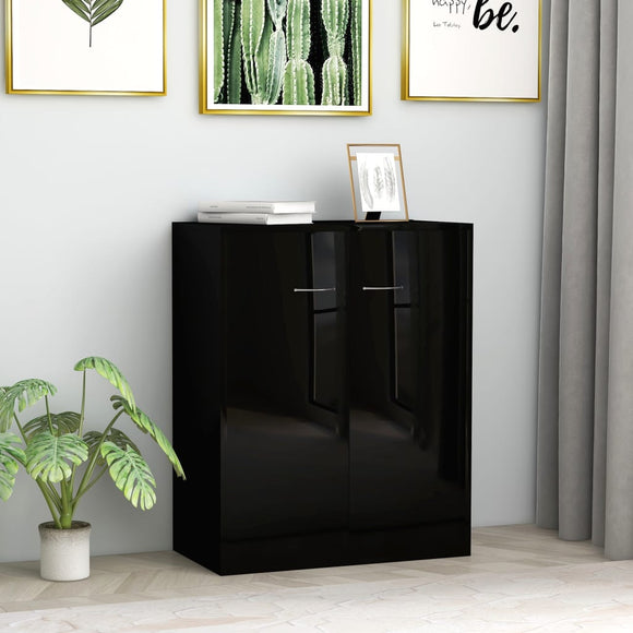 NNEVL Sideboard High Gloss Black 60x30x75 cm Engineered Wood