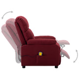 NNEVL Massage Recliner Chair Wine Red Fabric