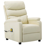 NNEVL Massage Reclining Chair Cream Faux Leather