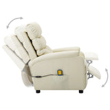 NNEVL Massage Reclining Chair Cream Faux Leather