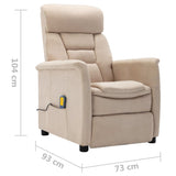 NNEVL Massage Recliner Cream Faux Suede Leather