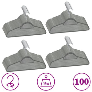 NNEVL 100 pcs Clothes Hanger Set Anti-slip Grey Velvet