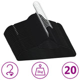 NNEVL 20 pcs Clothes Hanger Set Anti-slip Black Velvet