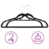 NNEVL 100 pcs Clothes Hanger Set Anti-slip Black Velvet