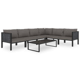 NNEVL Sectional Sofa with Cushion Poly Rattan Anthracite