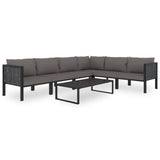 NNEVL Sectional Corner Sofa with Left Armrest Poly Rattan Anthracite