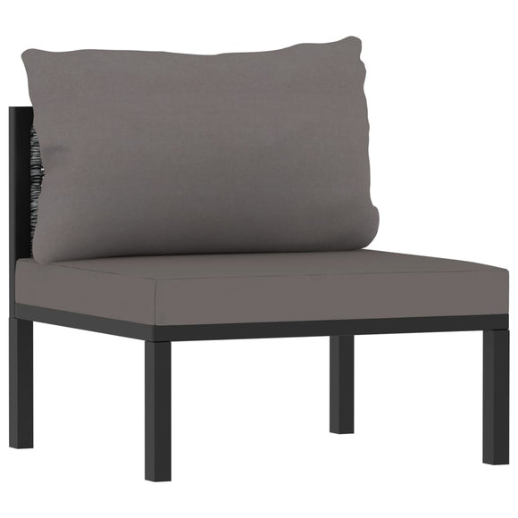 NNEVL Sectional Middle Sofa with Cushion Poly Rattan Anthracite