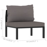 NNEVL Sectional Middle Sofa with Cushion Poly Rattan Anthracite