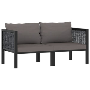NNEVL 2-Seater Sofa with Cushions Anthracite Poly Rattan