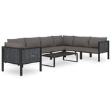 NNEVL 8 Piece Garden Lounge Set with Cushions Poly Rattan Anthracite