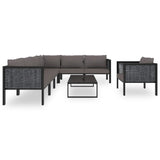 NNEVL 8 Piece Garden Lounge Set with Cushions Poly Rattan Anthracite