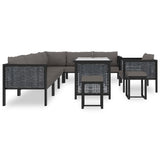 NNEVL 10 Piece Garden Lounge Set with Cushions Poly Rattan Anthracite