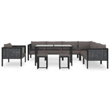 NNEVL 10 Piece Garden Lounge Set with Cushions Poly Rattan Anthracite
