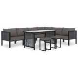 NNEVL 9 Piece Garden Lounge Set with Cushions Poly Rattan Anthracite