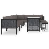 NNEVL 9 Piece Garden Lounge Set with Cushions Poly Rattan Anthracite