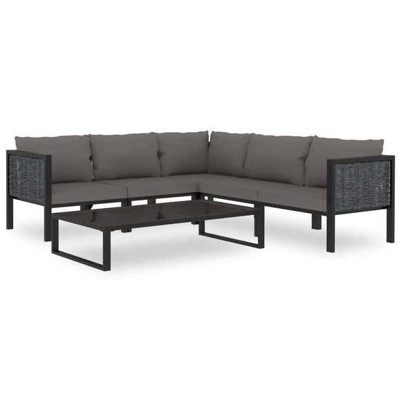 NNEVL 6 Piece Garden Lounge Set with Cushions Poly Rattan Anthracite