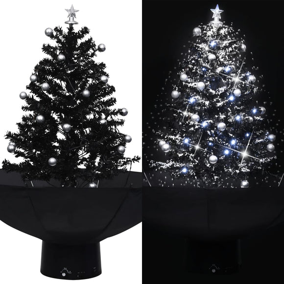 NNEVL Snowing Christmas Tree with Umbrella Base Black 75 cm PVC