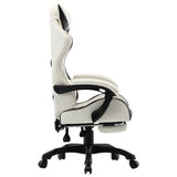 NNEVL Racing Chair with Footrest Black and White Faux Leather