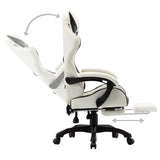 NNEVL Racing Chair with Footrest Black and White Faux Leather